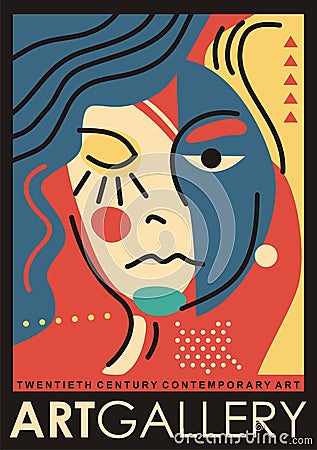 Abstract funky style girl portrait Vector Illustration