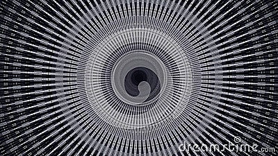 Abstract funnel of blinking geometric figures, circles or rings, seamless loop. Animation. Psychedelic moving light Stock Photo