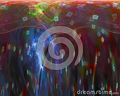 Abstract future digital fractal, frame decoration flow poster mystery design imagination backdrop, Stock Photo