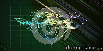 Abstract futuristic analytical background with color grid of data and blurred lines Big data. Business visualization of Stock Photo