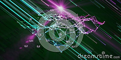Abstract futuristic analytical background with grid of data and blurred lines. Big data. Business visualization of artificial Stock Photo