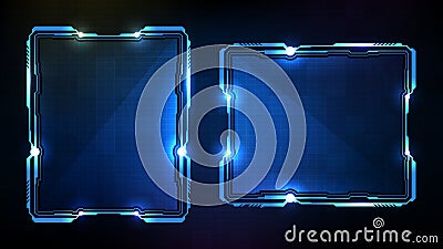 futuristic background of blue glowing technology sci fi frame hud ui Vector Illustration