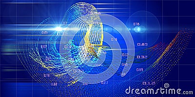 Abstract futuristic background of data color dots flow and blurred lines. Quantum virtual cryptography. Big data. Business Stock Photo