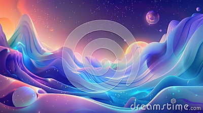Abstract Futuristic Background With Glowing Forms Float In A Serene And Undefined Space Stock Photo