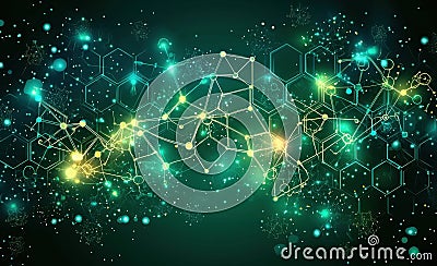 Abstract futuristic background with glowing hexagonal grid pattern Stock Photo