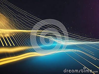 abstract futuristic background with gold blue glowing moving hight speed, data transfer concept Fantastic wallpaper Stock Photo