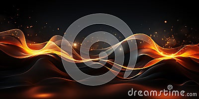 abstract futuristic background with gold glowing neon moving high speed wave lines and bokeh lights. Data transfer Stock Photo