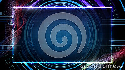 futuristic background of hud ui, glowing spectrum wave line and neon square frame Vector Illustration