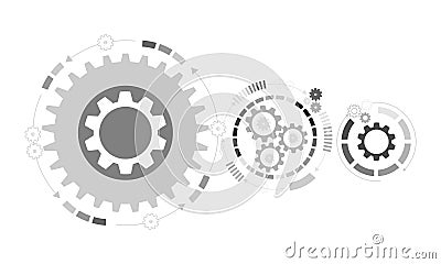 Abstract futuristic background. Vector illustration gear wheel, hexagons and circuit board, Vector Illustration