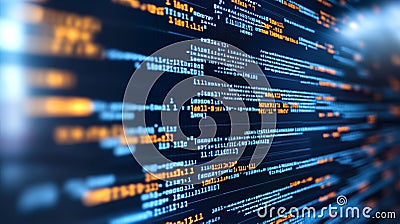 Abstract Futuristic Binary Code Background, Vector Graphic Illustration Of Coded Data. Stock Photo