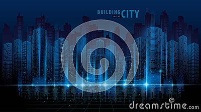 Abstract Futuristic City vector, Digital Cityscape background. transparent city landscape Vector Illustration