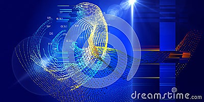 Abstract futuristic concept of data color dots flow and blurred lines. Quantum virtual cryptography. Big data. Business Stock Photo