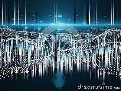 Abstract futuristic concept of predictive analysis. Big data. Quantum virtual cryptography. Spatio temporal data Stock Photo