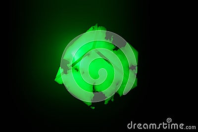 Abstract Futuristic cube with smoke and glowing flashlight, 3d rendering Stock Photo