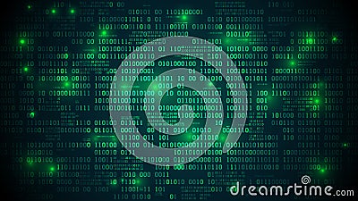 Abstract futuristic cyberspace with binary code, matrix background with digits, well organized layers Vector Illustration