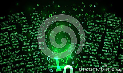 Abstract futuristic cyberspace hacked binary data, matrix background, broken falling binary code, big data neural network Vector Illustration