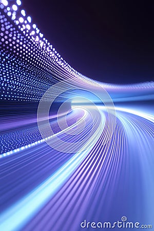 Abstract Futuristic Digital Stream, Data Flowing on High Speed, Big Data Transfer Visualization Stock Photo