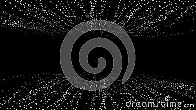 Abstract futuristic flow dots. Intertwining web, a network of ropes, an unusual geometric black and white vector pattern Vector Illustration
