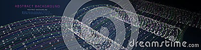 Abstract futuristic flow of swirling spiral color lines. Technology concept structure bridge data in abstract design. Transition Vector Illustration