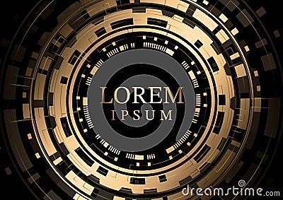 Abstract futuristic gold gear cyber space background Vector Illustration