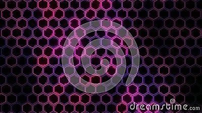 Abstract futuristic hexagon glowing neon surface, structure. HUD.. Stock Photo