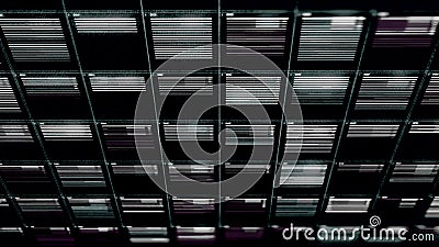 Abstract futuristic interface with switching and changing indicators of command center computer. Animation. Processing Stock Photo