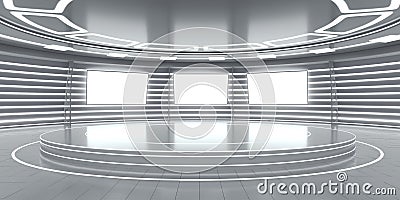 Abstract futuristic interior with glowing panels Stock Photo