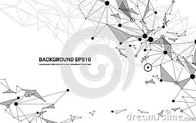 Abstract futuristic molecule line and polygon white background. Network connection digital technology concept. Vector Illustration