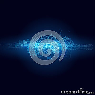 Abstract futuristic motion blurred and gear technology line isolated black background, vector & illustration Vector Illustration