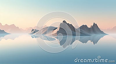 Abstract Futuristic Mountains Reflected in a Lake extreme closeup. Generative AI Stock Photo