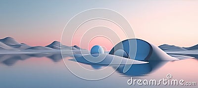 Abstract Futuristic Mountains Reflected in a Lake extreme closeup. Generative AI Stock Photo