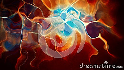 Abstract futuristic multicolored blue red liquid waves and ripple Cartoon Illustration