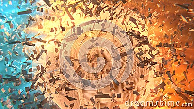 Abstract futuristic planet explosion 3d rendering Stock Photo