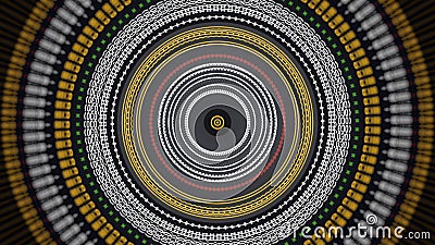 Abstract futuristic scan for a target with blinking yellow and white rings. Animation. Flashing colorful circles sending Stock Photo