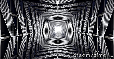 Abstract futuristic speed tunnel, modern geometric concept 3d render Cartoon Illustration