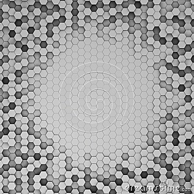 Abstract futuristic surface hexagon pattern. 3D Rendering. Realistic geometric mesh Stock Photo