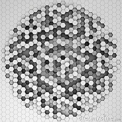 Abstract futuristic surface hexagon pattern. 3D Rendering. Realistic geometric mesh Stock Photo