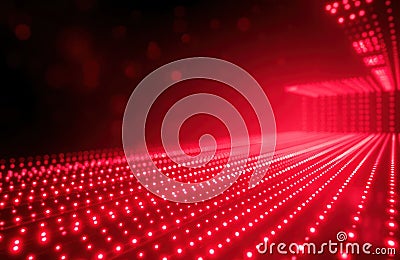 Abstract futuristic tech background. Red glowing light grid. Dynamic energy pattern. Strong perspective effect. Intense Stock Photo