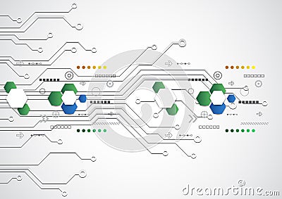 Abstract futuristic technological background with various technological elements, vector Vector Illustration