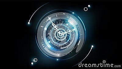 Abstract Futuristic Technology Background with Clock concept and Time Machine, Can rotate clock hands, vector illustration Vector Illustration