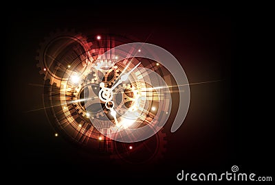 Abstract Futuristic Technology Background with Clock concept and Time Machine, vector Vector Illustration