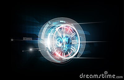 Abstract Futuristic Technology Background with Clock concept and Time Machine, vector illustration Vector Illustration