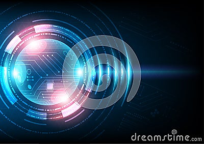 Abstract futuristic technology background. Digital circuit line and curve polygonal glowing concept. Vector Illustration