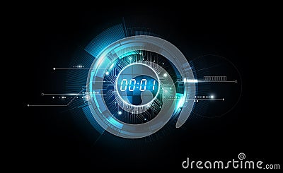 Abstract Futuristic Technology Background with Digital number timer concept and countdown, vector illustration Vector Illustration