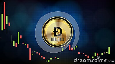 futuristic technology background of Dogecoin DOGE Price graph Chart coin digital cryptocurrency Vector Illustration