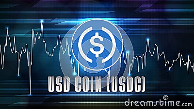 futuristic technology background of USD Coin USDC Price graph Chart coin digital cryptocurrency Vector Illustration