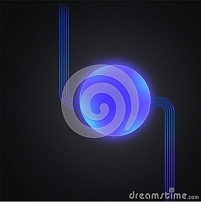 Abstract futuristic technology concept with light buttom on dark background, Vector Vector Illustration
