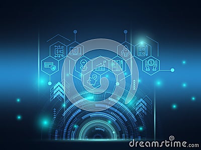 Abstract futuristic technology, hitech with business icons Vector Illustration