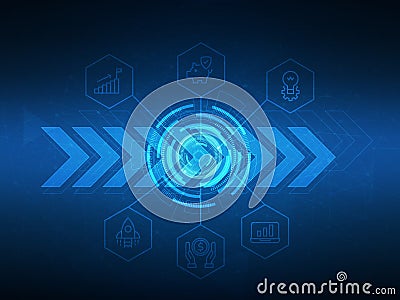 Abstract futuristic technology, hitech with business icons Vector Illustration