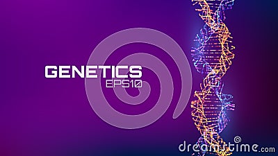 Abstract fututristic dna helix structure. Genetics biology science background. Future dna technology. Vector Illustration